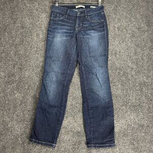 Guess Jeans Womens 24 Crop Mid Cotton Stretch Medium Wash Pockets Logo